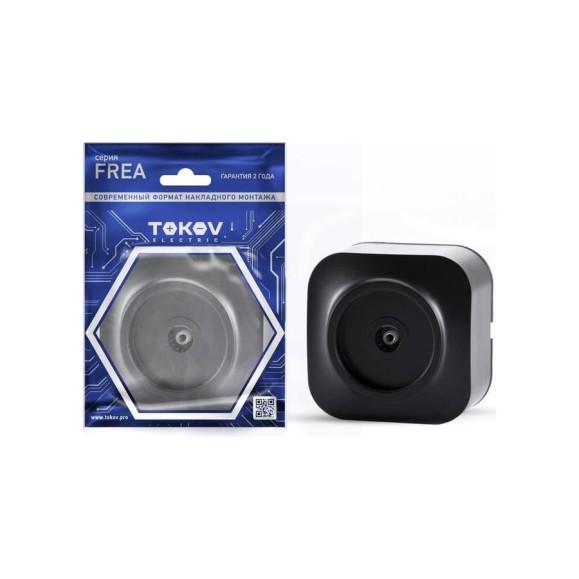Розетка телевизионная TOKOV ELECTRIC TV 1-м ОП Frea IP20 АБС-пластик карбон TKE-FR-A1C-C14