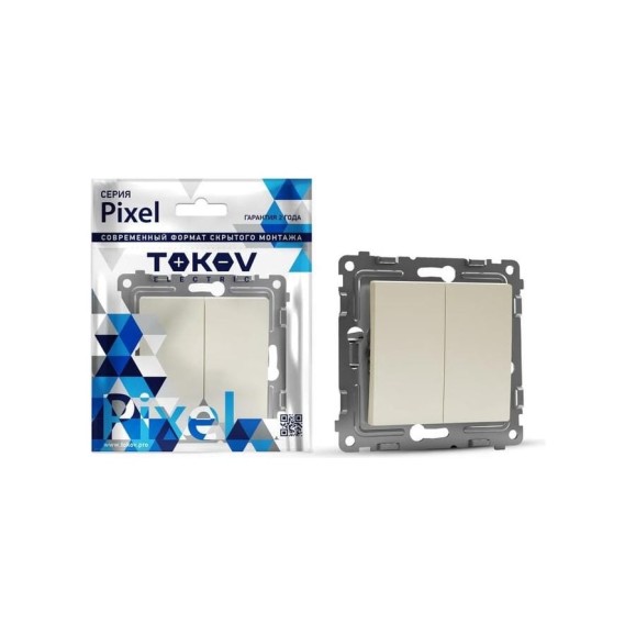 Переключатель проходной 2-клавишный TOKOV ELECTRIC скрытой проводки, Pixel, 10А, IP20, механизм, бежевый TKE-PX-P2-C02 Переключатель проходной 2-клавишный TOKOV ELECTRIC скрытой проводки, Pixel, 10А, IP20, механизм, бежевый TKE-PX-P2-C02