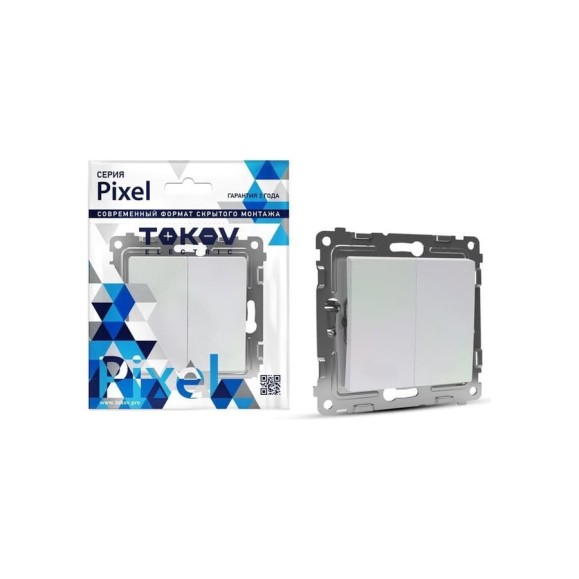 Переключатель проходной 2-клавишный TOKOV ELECTRIC скрытой проводки, Pixel, 10А, IP20, механизм, перламутровый TKE-PX-P2-C04 Переключатель проходной 2-клавишный TOKOV ELECTRIC скрытой проводки, Pixel, 10А, IP20, механизм, перламутровый TKE-PX-P2-C04