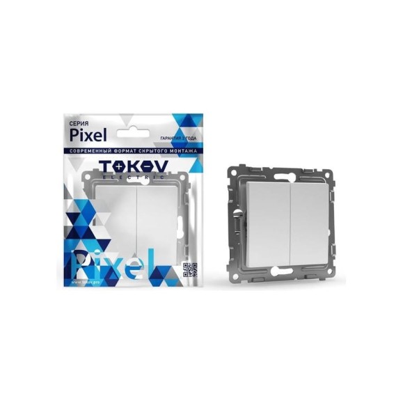 Переключатель проходной 2-клавишный TOKOV ELECTRIC скрытой проводки, Pixel, 10А, IP20, механизм, белый TKE-PX-P2-C01 Переключатель проходной 2-клавишный TOKOV ELECTRIC скрытой проводки, Pixel, 10А, IP20, механизм, белый TKE-PX-P2-C01