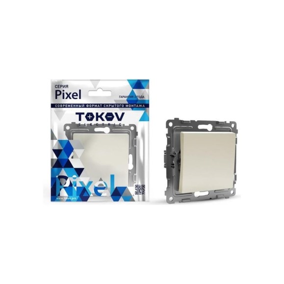 Переключатель проходной 1-клавишный TOKOV ELECTRIC скрытой проводки, Pixel, 10А, IP20, механизм, бежевый TKE-PX-P1-C02 Переключатель проходной 1-клавишный TOKOV ELECTRIC скрытой проводки, Pixel, 10А, IP20, механизм, бежевый TKE-PX-P1-C02