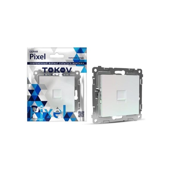 Розетка телефонная 1-местная TOKOV ELECTRIC СП Pixel RJ11 механизм перламутр. TKE-PX-RT1-C04