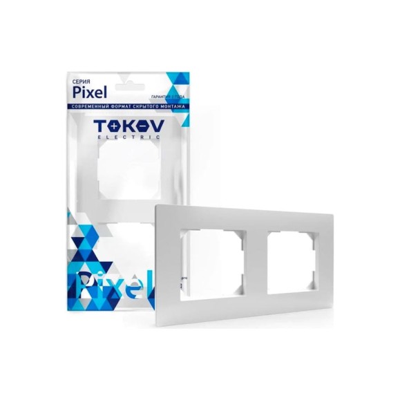Универсальная 2-местная рамка TOKOV ELECTRIC Pixel белый TKE-PX-RM2-C01