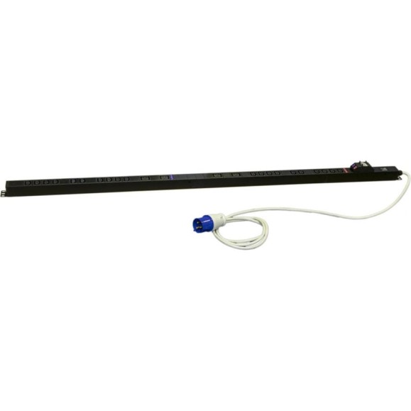 Вертикальный блок розеток Hyperline SHE-20IEC-4BIEC-B-3PVB 20 розеток IEC320 C13, 4 розетки IEC320 C19, автоматич. выключатель, кабель питания 3 м (3x4.0 мм2) с вилкой IEC 60309 32 А (2x16A) (2P+E), 250 В, корпус алюминий, черный 483396