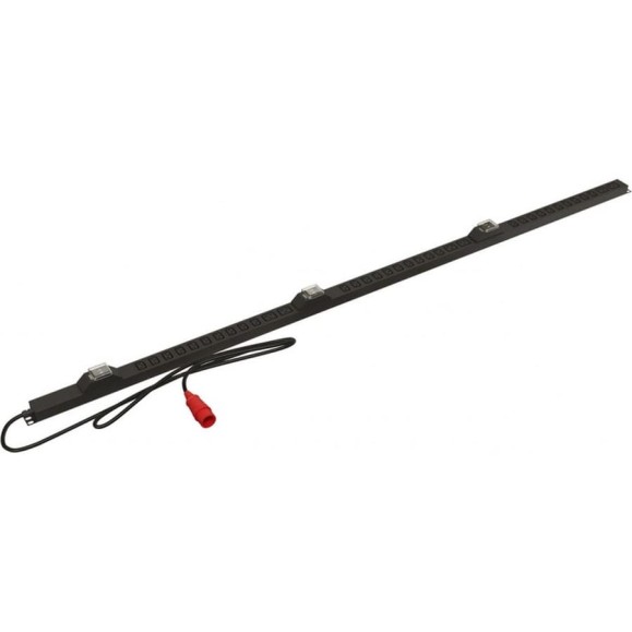 Вертикальный блок розеток Hyperline SHE-30IEC-6BIEC-3B-3PVR 30 розеток IEC320 C13, 6 розеток IEC320 C19, 3 автоматических выключателя, кабель питания 3 м (5x4.0 мм2) с вилкой IEC 60309 32 А (3P+N+E), 380 В, корпус алюминий, черный 481761