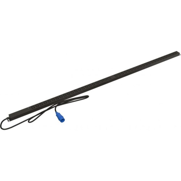 Вертикальный блок розеток Hyperline SHE-36IEC-6BIEC-1I-3PVB 36 розеток IEC320 C13, 6 розеток IEC320 C19, индикатор питания, кабель питания 3 м (3x4.0 мм2) с вилкой IEC 60309 32 А (2P+E), 250 В, корпус алюминий, черный 443823