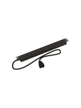 Горизонтальный блок розеток для 19" шкафов Hyperline SHE19-12IEC-2.5AIEC 12 розеток IEC320 C13, кабеля питания 2.5м (3x1.5мм2) с вилкой IEC320 C20 16 A, 250 В, 482.6x44.4x44.4 мм (ШхГхВ), корпус алюминий, черный 496740
