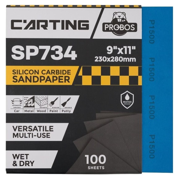 Бумага абразивная, водостойкая Carting SP734 Р1500, 230х280 мм, 100 шт PROBOS 73402048-100 Бумага абразивная, водостойкая Carting SP734 Р1500, 230х280 мм, 100 шт PROBOS 73402048-100