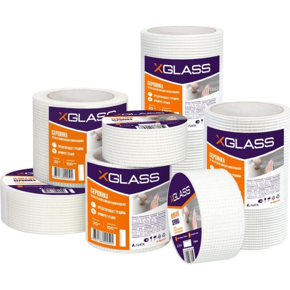 Лента серпянка стеклотканевая самоклеящаяся X-Glass Pro 50 мм х 153 м 220075 Лента серпянка стеклотканевая самоклеящаяся X-Glass Pro 50 мм х 153 м 220075