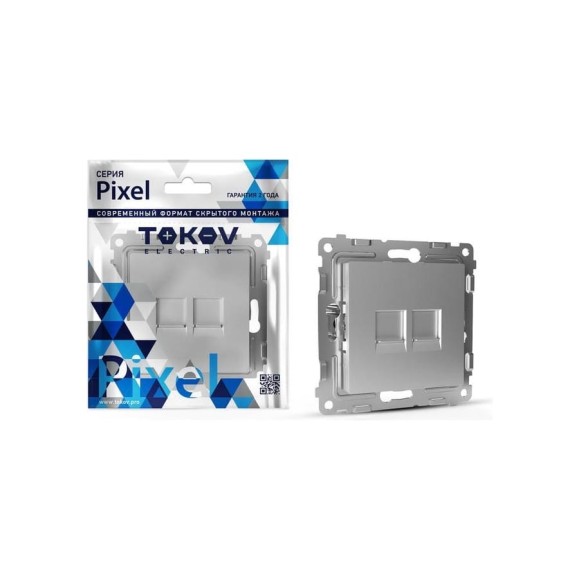 Розетка компьютерная TOKOV ELECTRIC 2-местная СП Pixel RJ45 категория 5E механизм алюминий TKE-PX-RC2-C03 Розетка компьютерная TOKOV ELECTRIC 2-местная СП Pixel RJ45 категория 5E механизм алюминий TKE-PX-RC2-C03