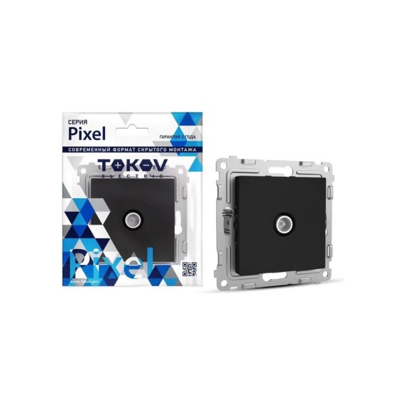 Розетка TV проходная TOKOV ELECTRIC СП Pixel 4DB механизм карбон TKE-PX-A1P-C14