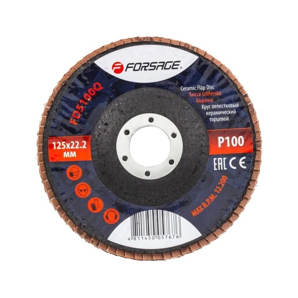 Круг лепестковый керамический торцевой 125х22.2 мм Forsage F-FD5100Q(51950) Круг лепестковый керамический торцевой 125х22.2 мм Forsage F-FD5100Q(51950)