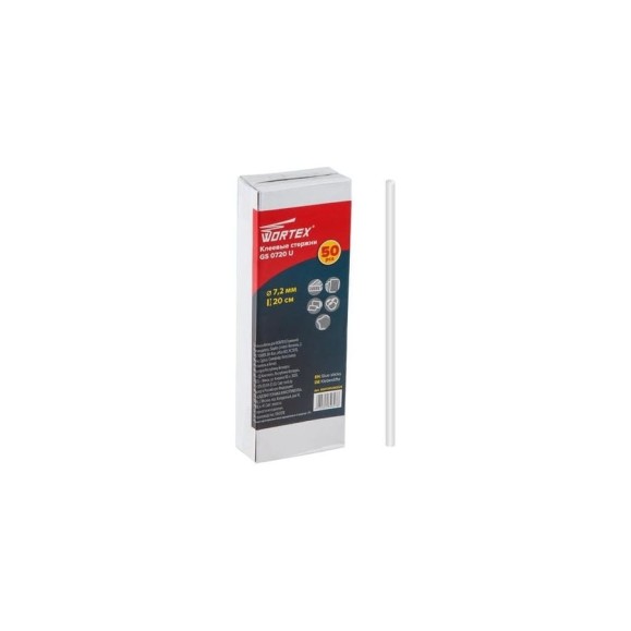 Клеевые стержни GS 0720 U PVC универсальный, 7.2х200 мм, 50 шт, коробка WORTEX GS0720U00025