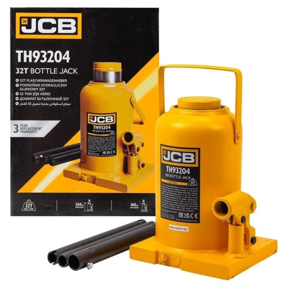 Домкрат бутылочный JCB 32 т с клапаном JCB-TH93204(58036) Домкрат бутылочный JCB 32 т с клапаном JCB-TH93204(58036)