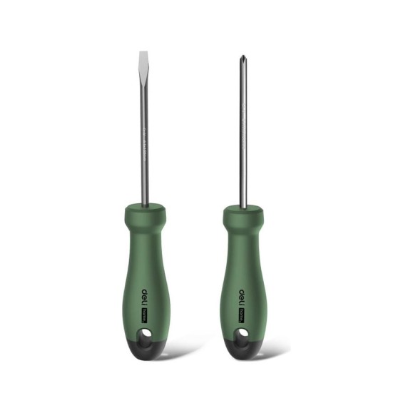 Набор отверток Deli «Home Series Green» HT1002L 2шт (PH1x100, SL5x100, Cr-V, Soft Touch рукоятка, подарочная упаковка, эксклюзивный дизайн) 130274