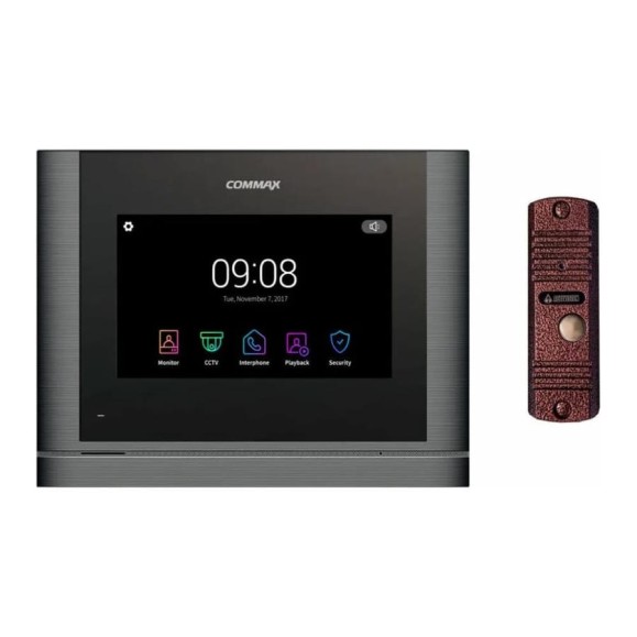 Комплект видеодомофона и вызывной панели COMMAX CDV-704mf (Темное серебро Black smog) / AVC 305 (Черная) CDV-704mf(DarksilverBlackSmog)/AVC305B