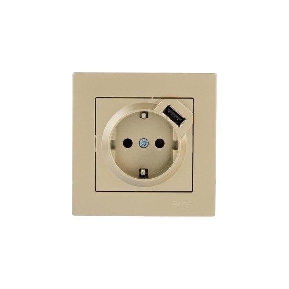Розетка Lezard Vesna с/з + usb разъём золото 742-3688-181 Розетка Lezard Vesna с/з + usb разъём золото 742-3688-181
