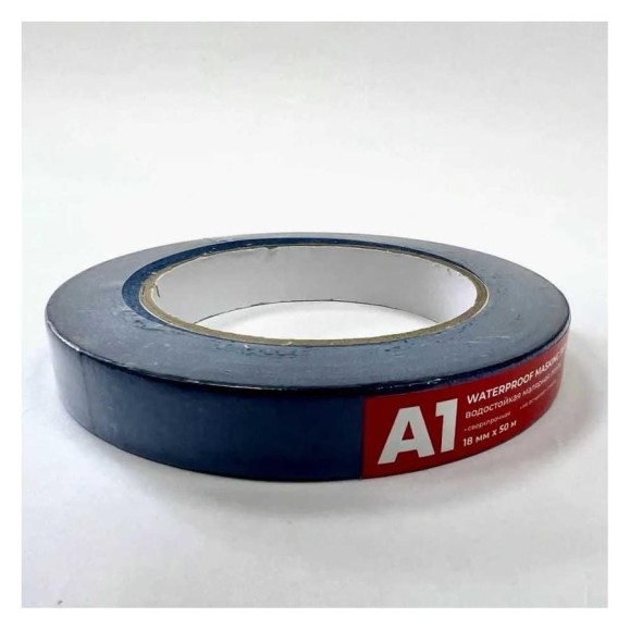 Водостойкая малярная лента A1 WATERPROOF MASKING TAPE синяя, 18 мм, 50 м WP-MT-1850
