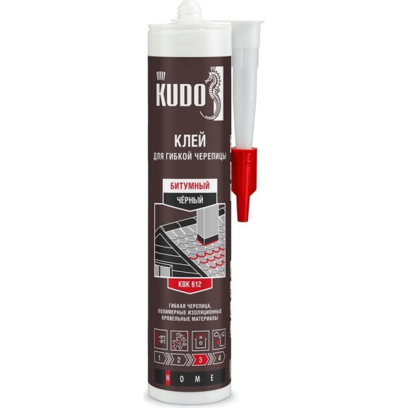 Клей KUDO HOME битумный для гибкой кровли, черный, 280 мл KBK-612