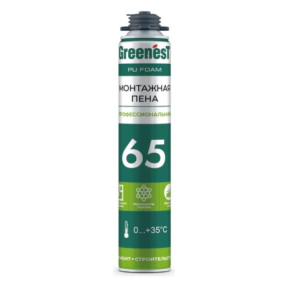 Пена монтажная профессиональная GreenesT 65 /ЛЕТО, 780 мл 185117865 Пена монтажная профессиональная GreenesT 65 /ЛЕТО, 780 мл 185117865