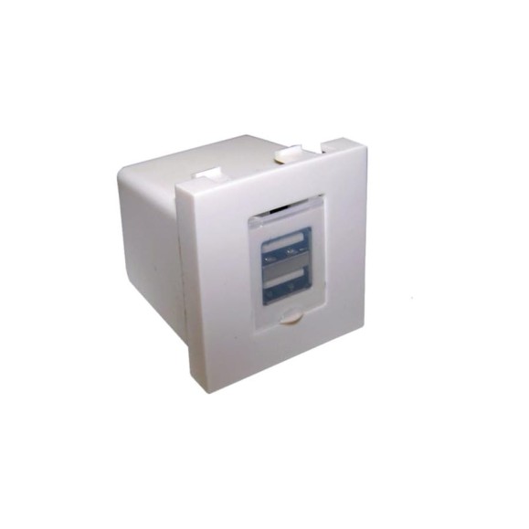 Модуль LANMASTER USB-зарядки, 2 порта USB-A, 2.1A/5V, 45x22.5, белый LAN-EZ45x22-2UAA/2.1-WH