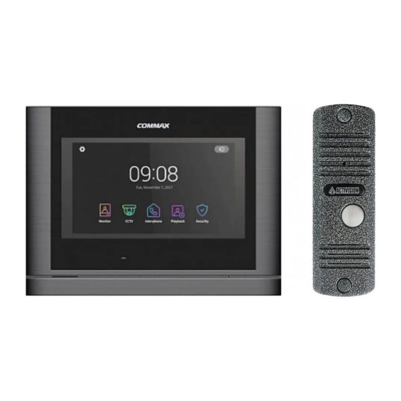 Комплект видеодомофона и вызывной панели COMMAX CDV-704mf (Темное серебро Black smog) / AVC 305 (Серебро) CDV-704mf(DarksilverBlackSmog)/AVC305S