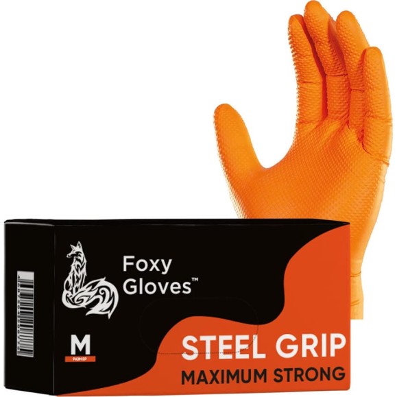 Нитриловые перчатки STEEL GRIP, оранжевые, 50 пар (100 шт.), размер XXL Foxy 46311614775764