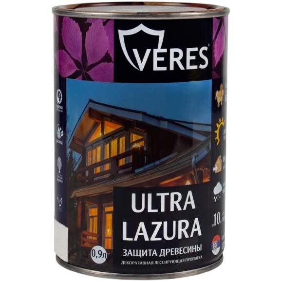 Пропитка Veres Ultra Lazura №12 белый 0.9 л 1/6 42033 Пропитка Veres Ultra Lazura №12 белый 0.9 л 1/6 42033