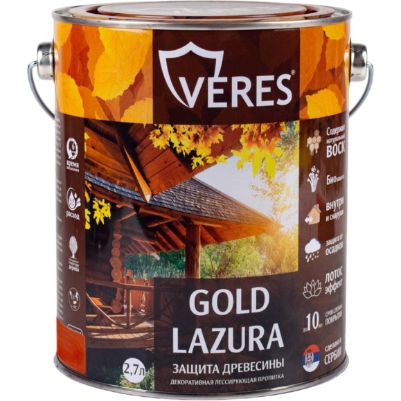Пропитка Veres Gold Lazura №17 золотой бор 2.7 л 1/4 44940 Пропитка Veres Gold Lazura №17 золотой бор 2.7 л 1/4 44940