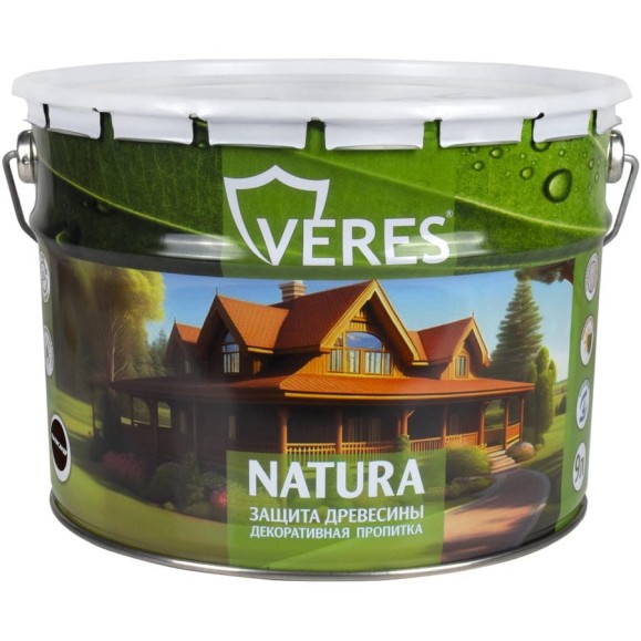 Декоративная пропитка для дерева VERES Natura полуматовая, 9 л, палисандр 262293 Декоративная пропитка для дерева VERES Natura полуматовая, 9 л, палисандр 262293