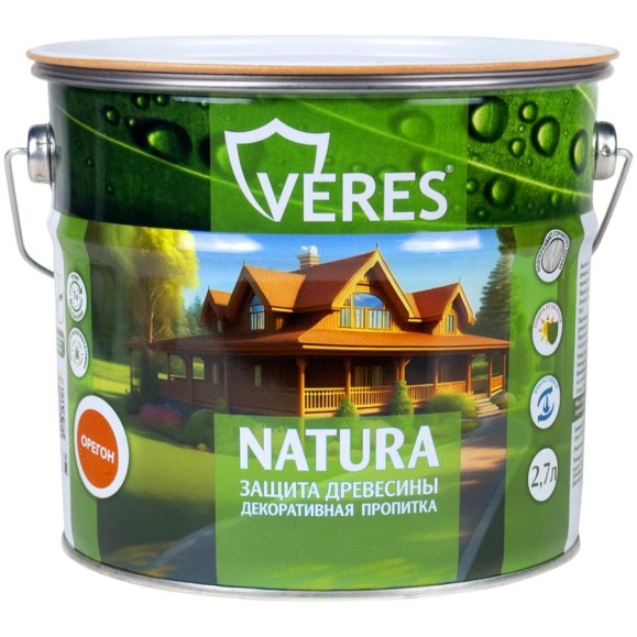 Декоративная пропитка для дерева VERES Natura полуматовая, 2.7 л, орегон 262286 Декоративная пропитка для дерева VERES Natura полуматовая, 2.7 л, орегон 262286