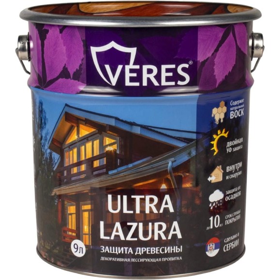 Пропитка Veres Ultra Lazura №30 старая древесина 9 л 1 205676 Пропитка Veres Ultra Lazura №30 старая древесина 9 л 1 205676