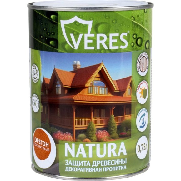Декоративная пропитка для дерева VERES Natura полуматовая, 0.75 л, орегон 262285 Декоративная пропитка для дерева VERES Natura полуматовая, 0.75 л, орегон 262285