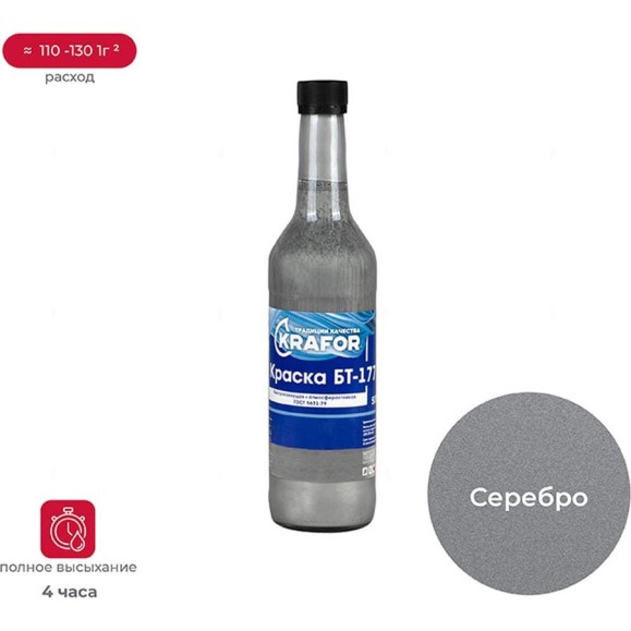 Краска Krafor БТ-177 серебрянка 0.5 л 12 30770