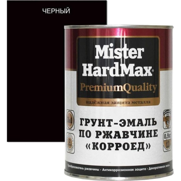 Грунт-эмаль по ржавчине HardMax Корроед черная, банка 0.9 кг, 1 шт. 4690417070947 Грунт-эмаль по ржавчине HardMax Корроед черная, банка 0.9 кг, 1 шт. 4690417070947