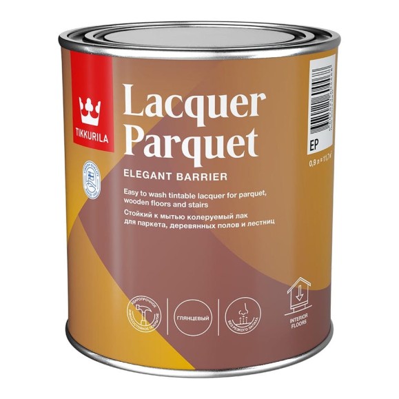 Паркетный лак Tikkurila LACQUER PARQUET EP гл 0,9л 700001142 Паркетный лак Tikkurila LACQUER PARQUET EP гл 0,9л 700001142