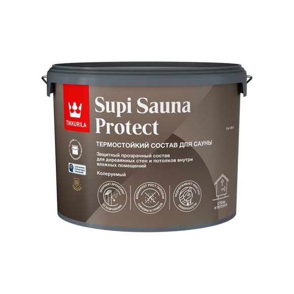 Состав для сауны Tikkurila SUPI SAUNA PROTECT EP п/мат 9л 700014052 Состав для сауны Tikkurila SUPI SAUNA PROTECT EP п/мат 9л 700014052