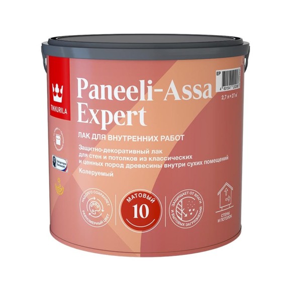 Интерьерный лак Tikkurila PANEELI-ASSA EXPERT EP матовый 2,7л 700014045 Интерьерный лак Tikkurila PANEELI-ASSA EXPERT EP матовый 2,7л 700014045