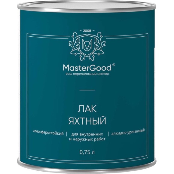 Лак яхтный алкидно-уретановый быстросохнущий полуматовый MasterGood MG 0,75 л MG-ЯХТН-0,75/Пм