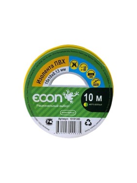 Изолента ECON 15/10/0,13, жёлто-зелёный 15101305 Изолента ECON 15/10/0,13, жёлто-зелёный 15101305