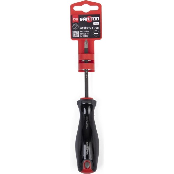 Отвертка Sanitoo PRO Diamond PH1x75 мм, с алмазным покрытием 3206