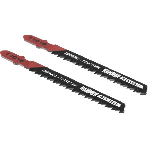Пилка для лобзика Flex 204-101 JG WD T101B дерево\пластик, 74 мм, шаг 2.5, HCS, 2 шт Hammer 30573