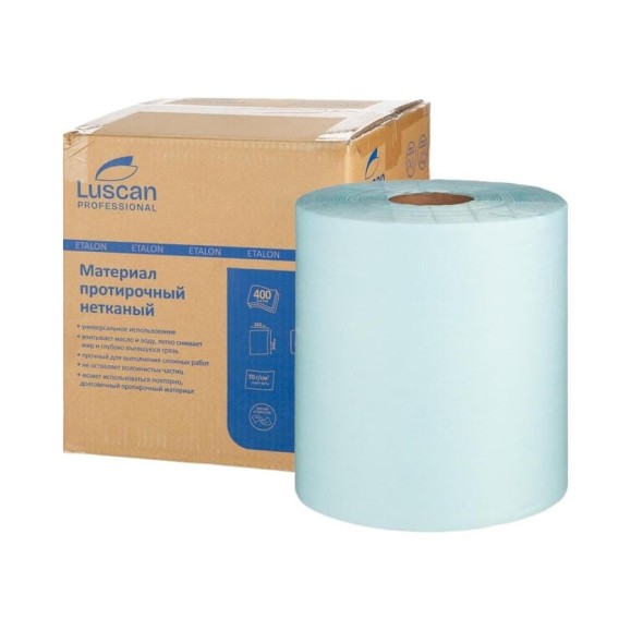 Протирочный нетканый материал Luscan Professional Prof 70 г, 28x34 см, 400 листов в рулоне, бирюзовый 1855545