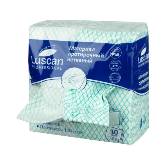 Протирочный нетканый материал Luscan Professional Prof зеленый, 110 г 33,5х34,5 см, 30 луп 1855548 Протирочный нетканый материал Luscan Professional Prof зеленый, 110 г 33,5х34,5 см, 30 луп 1855548