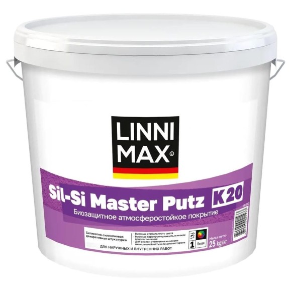 Штукатурка декоративная LINNIMAX SilSiMasterPutz/СилСиМастерПутцK15 силиконовая для внутренних и наружных работ База 1, 25 кг 948105820