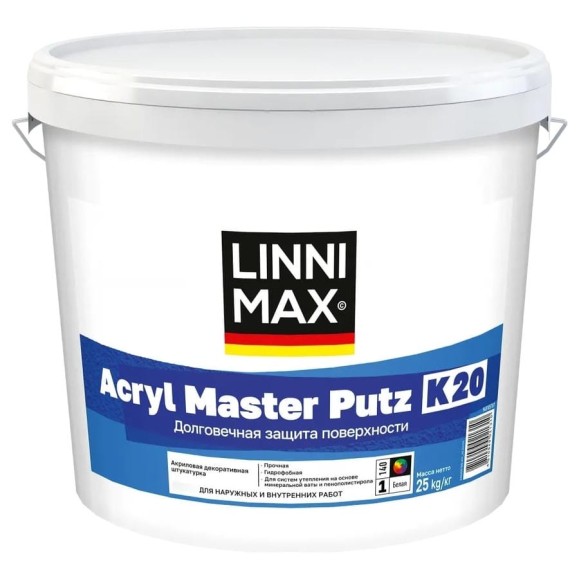 Штукатурка декоративная LINNIMAX Acryl Master Putz/Акрил Мастер Путц K15 акриловая для внутренних и наружных работ База 1, 25 кг 948105784
