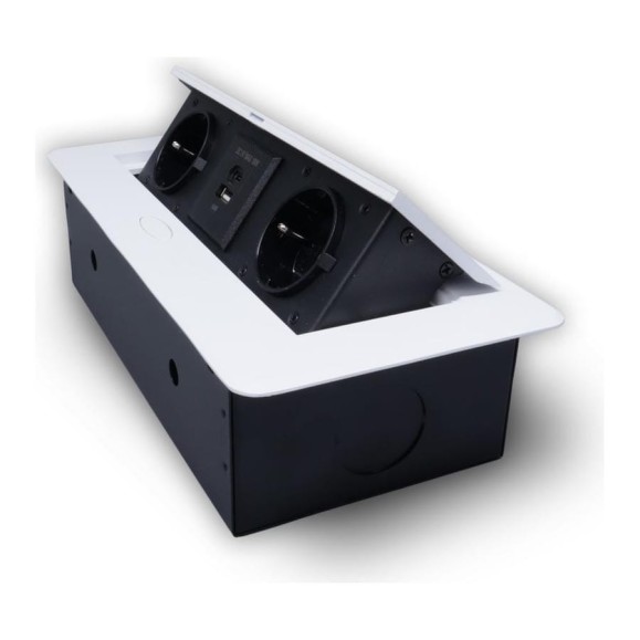 Розетка горизонтальная выдвижная ROCKETSOCKET 2 euro 16a, usb type a+c с блоком 18w, проводка, цвет белый SHS019-W Розетка горизонтальная выдвижная ROCKETSOCKET 2 euro 16a, usb type a+c с блоком 18w, проводка, цвет белый SHS019-W