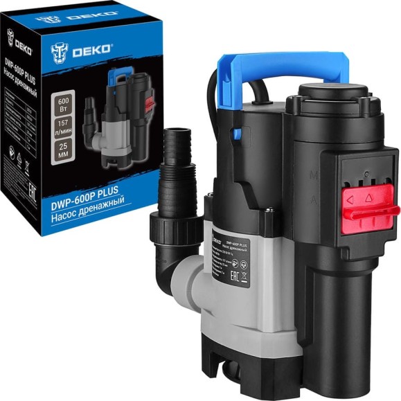 Насос дренажный DEKO DWP-600P PLUS (грязевая, 2 режима, 220В, 600Вт, пластик) 076-0540 Насос дренажный DEKO DWP-600P PLUS (грязевая, 2 режима, 220В, 600Вт, пластик) 076-0540