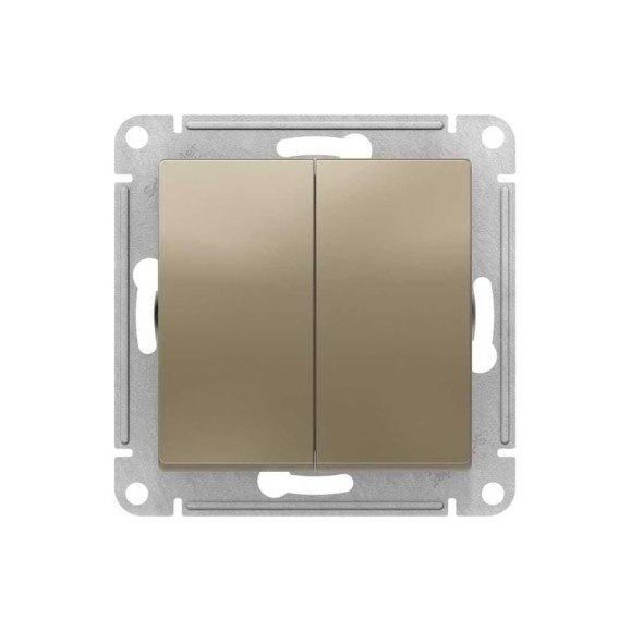 Переключатель перекрестный Systeme Electric 2-клавишный AtlasDesign 2хсх.7 10АХ механизм шампань SE ATN000573