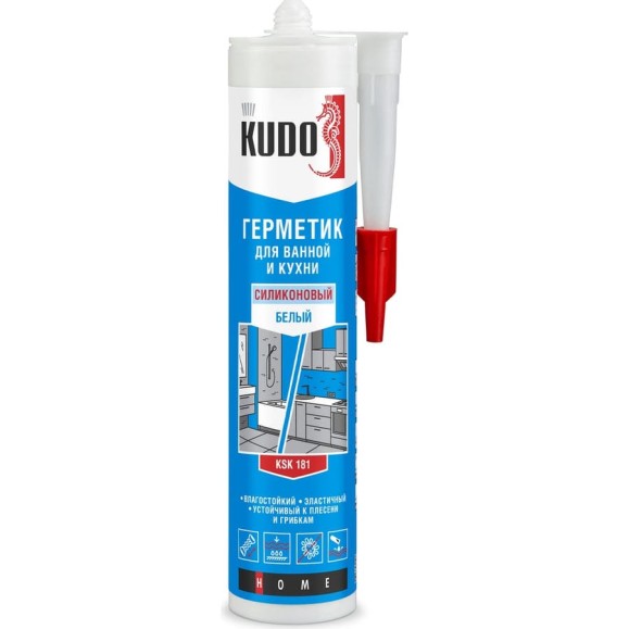 Герметик для ванной и кухни KUDO HOME силиконовый белый, 280 мл KSK-181 Герметик для ванной и кухни KUDO HOME силиконовый белый, 280 мл KSK-181